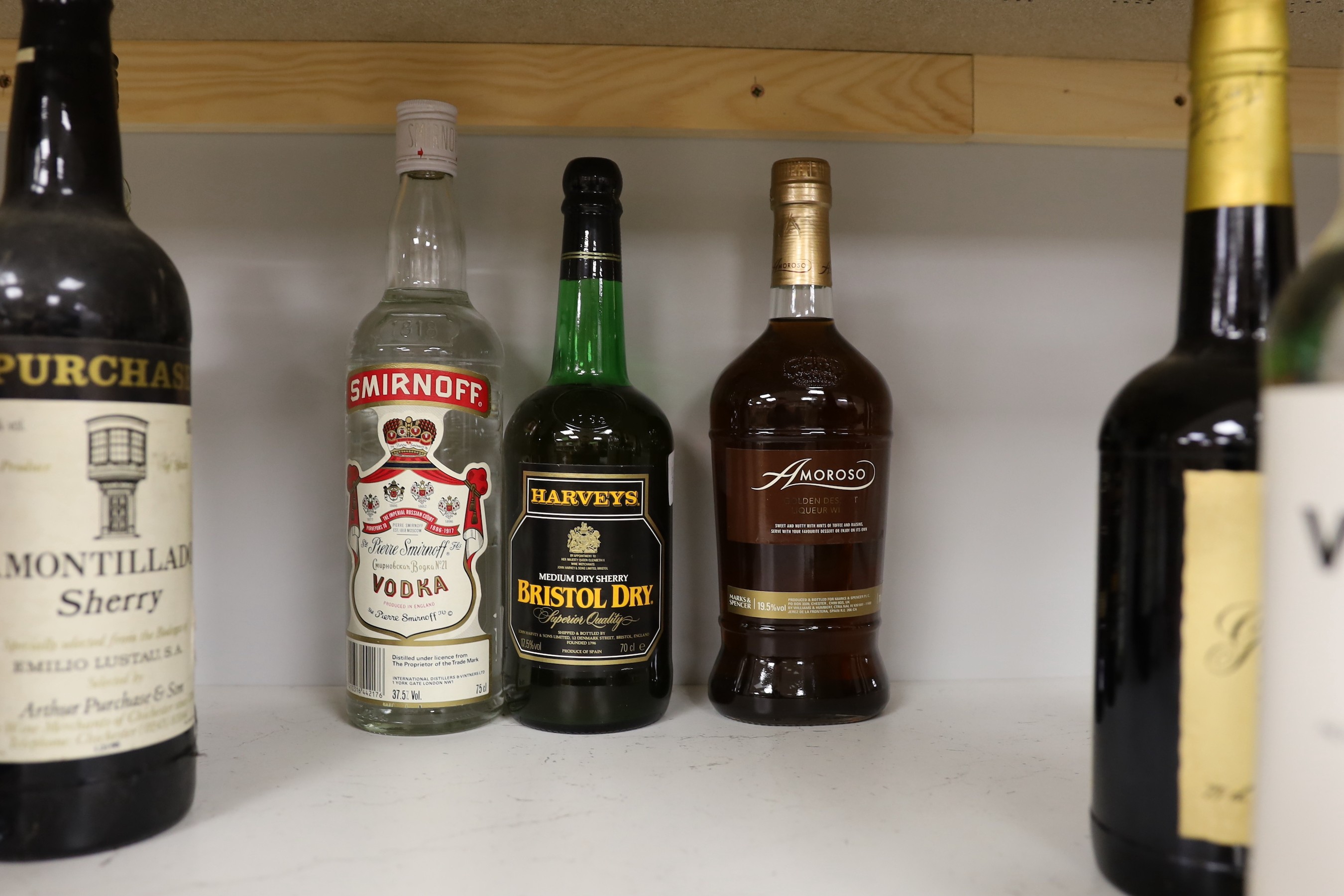A selection of spirits, brandies and sherries